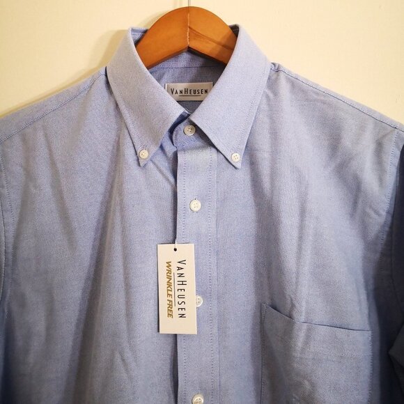 Van Heusen Men's Dress Shirt Regular Fit Oxford Blue 15/32-33 - Picture 5 of 7